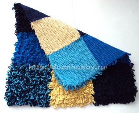 Вязание коврика узором "мех" 5