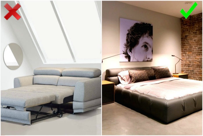 Раскладной диван вместо кровати. | Фото: Мебельный портал, Remoo.RU.