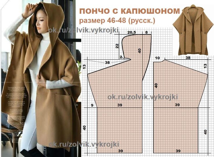 Моделирование пончо-пальто с капюшоном 2