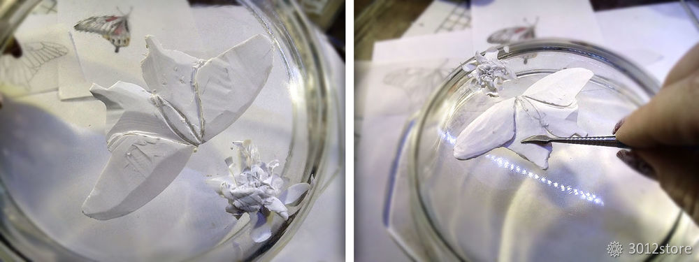 Процесс создания мотылька из полимерной глины