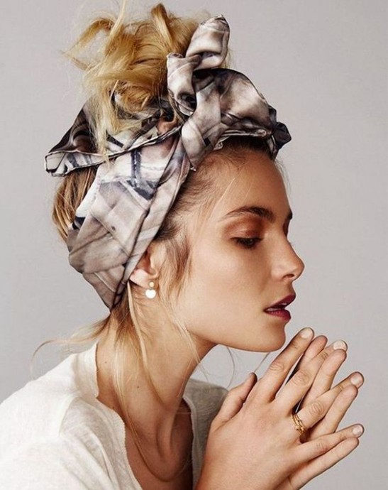 Как использовать платок на голове как стильный аксессуар 0