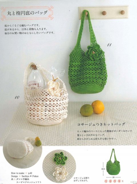 Модные сумки-авоськи крючком: схемы вязания