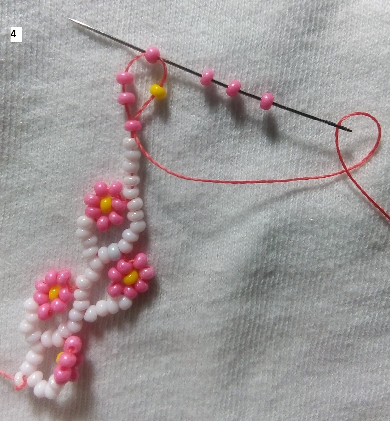 Плетение цепочки с цветочками