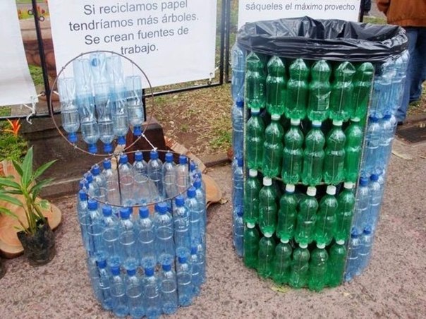Как сделать мусорный бак для дачи из старых пластиковых бутылок