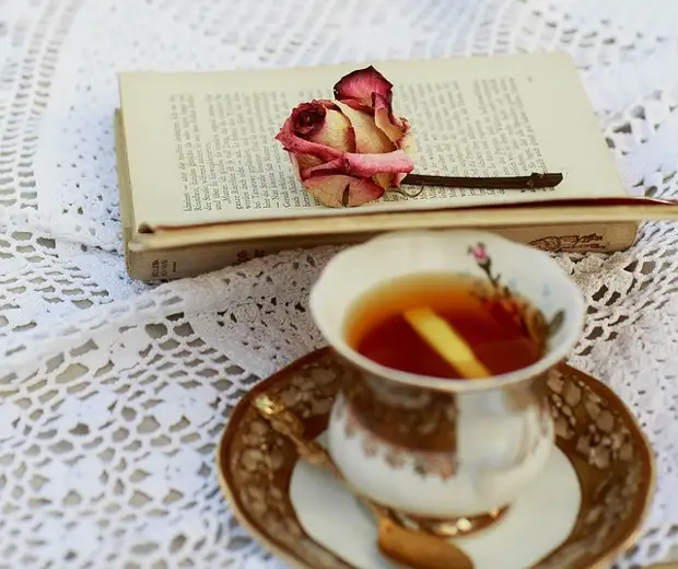 Чашка чая и раскрытая книга