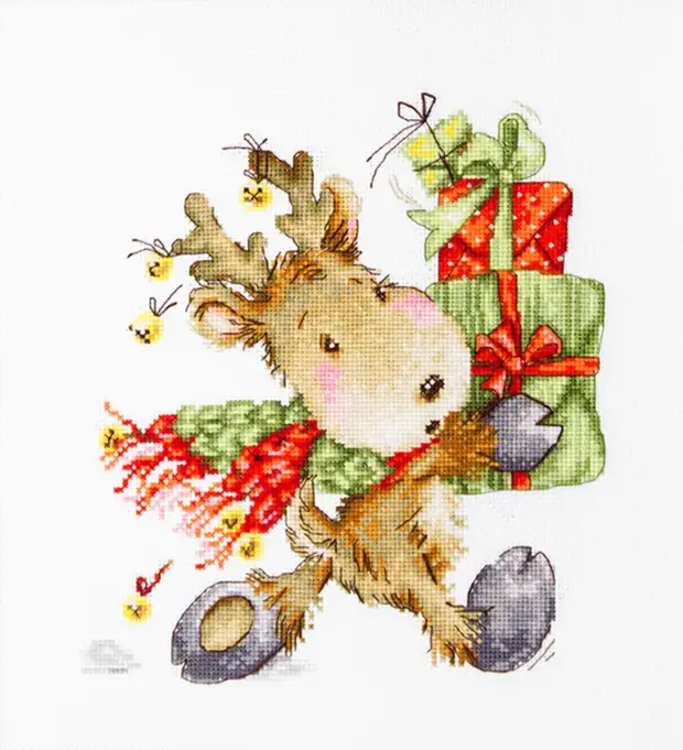 Восхитительные новогодние олени: красивые идеи праздничной вышивки