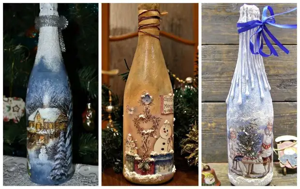 От елочных игрушек до бутылки шампанского: красивые идеи новогоднего декупажа