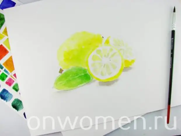 Лимон акварелью