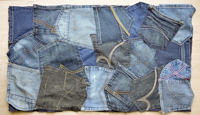 Идея: коврик из карманов старых джинсов
