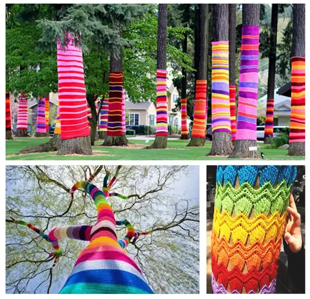 Уличное вязание Ярнбомбинг (yarn bombing) - основа городского уюта