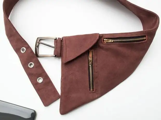 12 стильных вязаных и сшитых сумочек на пояс