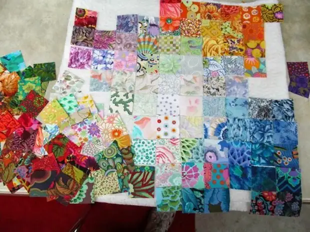 Примеры текстильных работ в технике "Акварель"